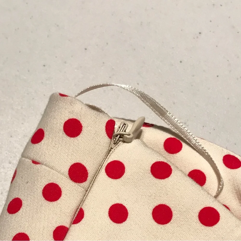 NWOT Zara Polka Dot Strapless Bustier Crop Top Ruffle in Ivory Red Preppy - Picture 8 of 10